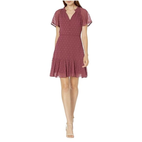 REBECCA TAYLOR $495 Women's 14 Short Sleeve Dot Embroidery Dress Jam Silk Blend - Picture 7 of 16